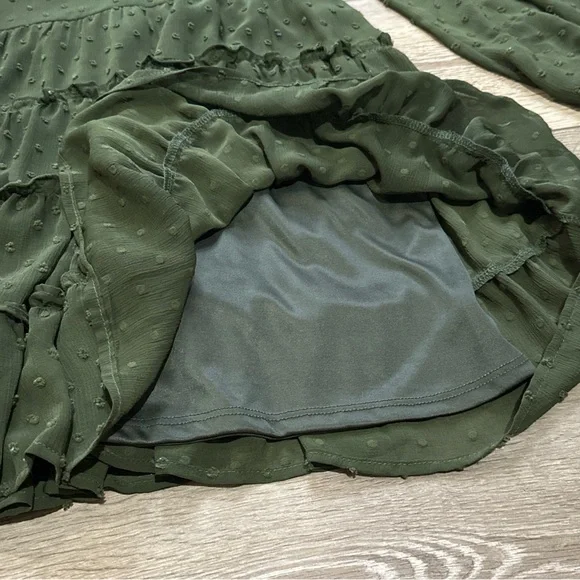 •Sold•  Altar’d State Swiss Dot Long Sleeve Tiered Mini Dress - Picture 8 of 12